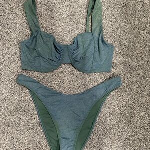 Abercrombie Curve Love Green/Blue Bikini Set